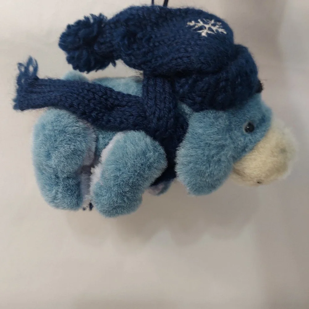 Disney Boyds Collection Eeyore Plush Ornament Blue Knit Hat Scarf Snowflake 6in - Picture 1 of 15